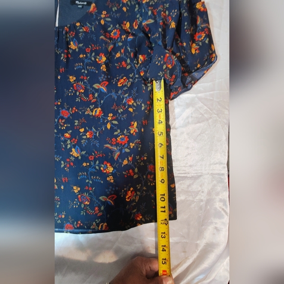 Floral Ruffle Bell-Sleeve Blouse - Navy Floral - Picture 11 of 16